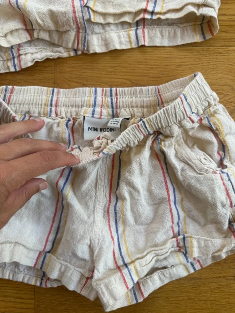 MINI RODINI Striped Rainbow Matching Shorts Set Size 6 - 7